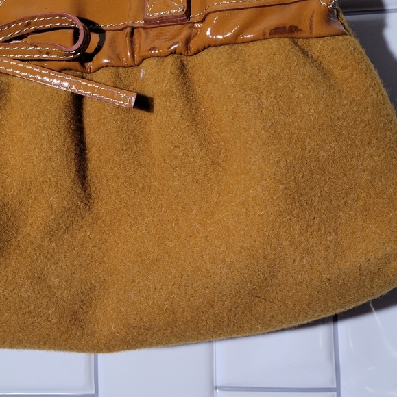 SOFIA C. Made in Italy  Leather Wool Satchel Purse Medium Size - Picture 5 of 10